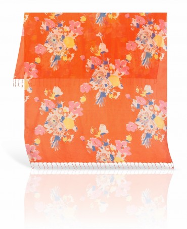 Палантин Женский S30-BRUSH.FLOWER/ORANGE